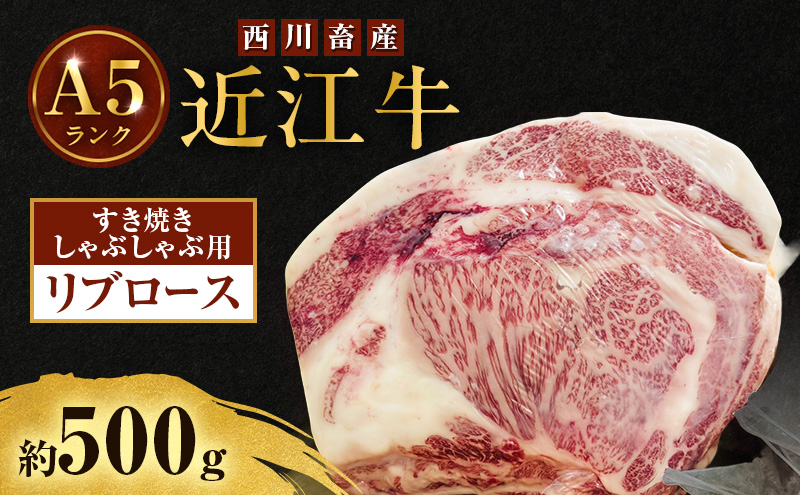近江牛 西川畜産 A5ランク リブロース 約500g すき焼きしゃぶしゃぶ用 雌牛 ふるさと納税 お肉 ブランド牛　和牛　黒毛和牛　日本三大和牛　滋賀県