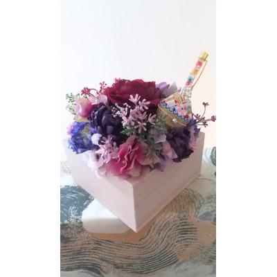 ふるさと納税 岸和田市 桐BOXアーティフィシャルフラワーアレンジと華姫(R)コデマリとボールペン付