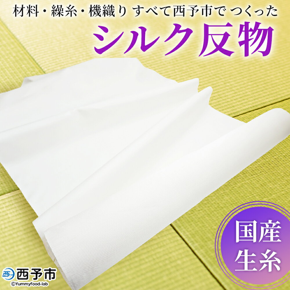 【ふるさと納税】＜材料、繰糸、機織りすべて西予市でつくった シルク反物＞ 西予市産 愛媛県産 国産 座繰り 手織り しるく 絹 高級白生地 国産生糸 生糸 反物 伝統工芸 愛媛県西予市蚕糸業振興協議会 西予市【常温】『受注生産のため、お届けまで6か月程度いただきます』