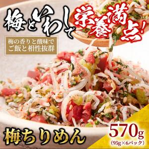 梅 ちりめん 570g(95g×6)【ちりめんじゃこ しらす 小分け 便利 お取り寄せ グルメ 香川県 さぬき市】