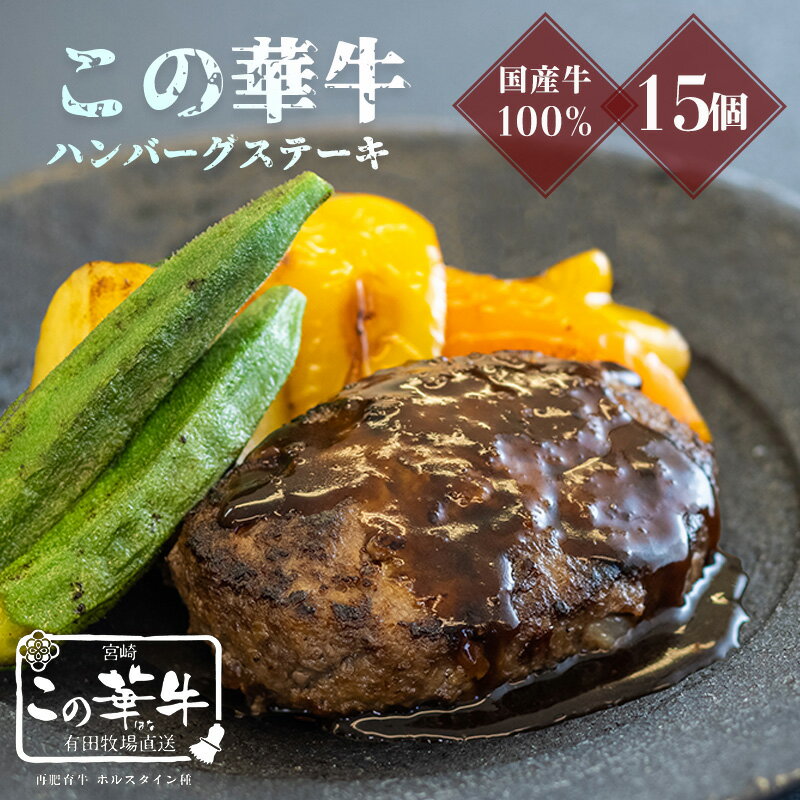【ふるさと納税】牛肉 国産 九州産 お肉 ステーキ 宮崎県産特選 高原有田牧場直送 この華牛ハンバーグステーキ (1.5kg) 自然豊かな牧場育ち 甘みある脂はヘルシーで軽やか コク深くてもちもち 国産牛100% 惣菜 お取り寄せグルメ 送料無料 11000円 1万円台 卵不使用 故郷納税