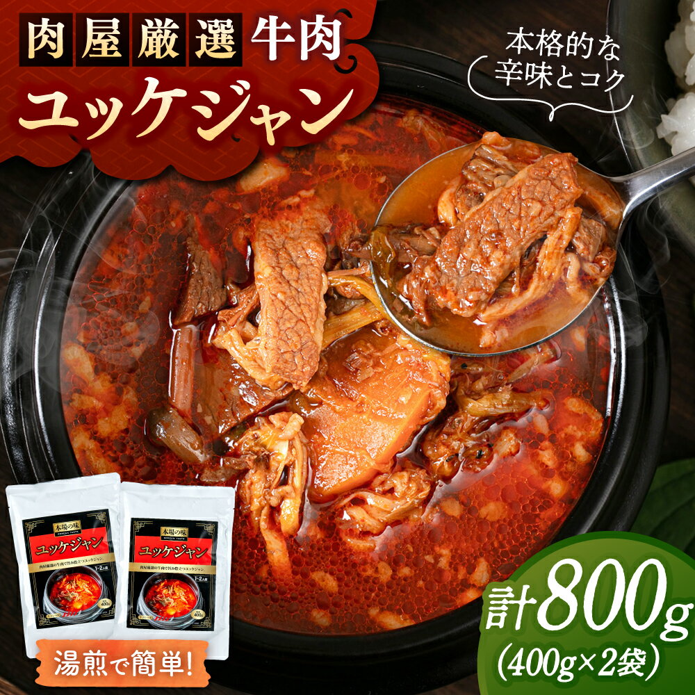 【ふるさと納税】肉屋厳選の牛肉で旨み際立つ ユッケジャン（400g×2袋） ▼常温配送 スープ ユッケジャン 韓国 韓国料理 スープ 牛 送料無料 桂川町/マルマツ産業株式会社[ADAE014] 7000 以下 7000円 以下 7千円 以下