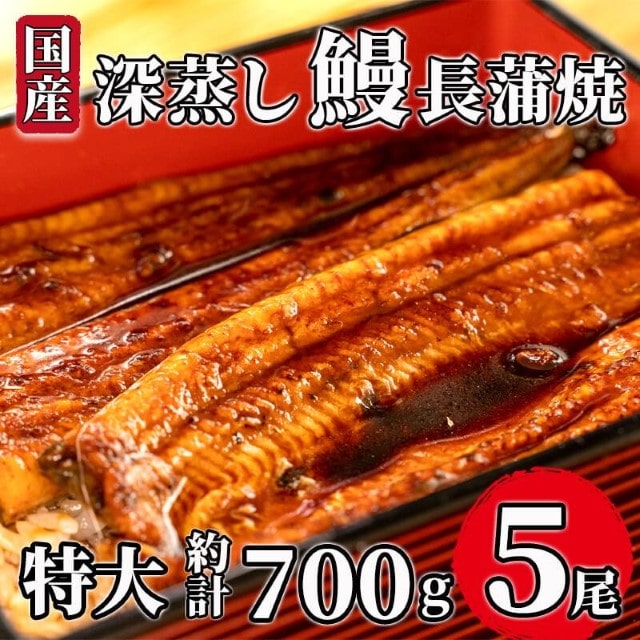 うなぎ 蒲焼 国産 5尾 1尾 約140g ~ 150g 大 たれ付き 漁協オリジナル 深蒸し 沼津市 静岡