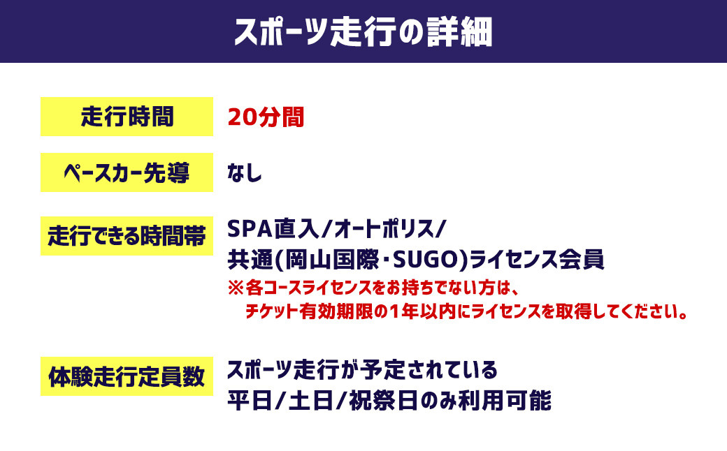 SPA直入コース スポーツ走行 2輪チケット 1本券 20分間【ライセンス会員限定】 二輪車専用