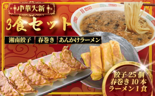 ぎょうざ 餃子 25個 春巻き 10本 ラーメン 1食 中華 セット 詰合せ 春巻 らーめん 肉汁 大きい 旨い 小分け パック 豚肉 ぶた 野菜 焼き餃子 gyoza ギョーザ 冷凍餃子 生餃子 冷凍 ご飯 おかず 夕食 簡単調理 時短 手作り餃子 冷凍食品 大新 神奈川 湘南 藤沢