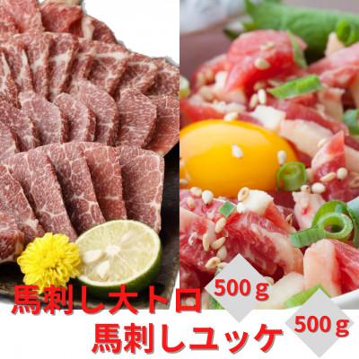 ふるさと納税 益城町 熊本直送　馬刺し　大トロ500g+ユッケ500g　合計1kg(益城町)