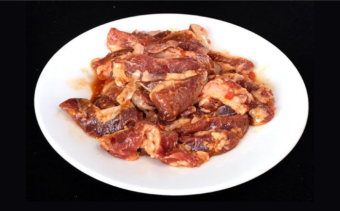 雲仙もみじ豚 味付き 中おち カルビ スタミナ焼き 600g  / 豚 豚肉 南島原市 / はなぶさ [SCN021]