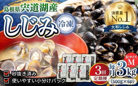 【全3回定期便】食べる分だけさっと使える！宍道湖産 冷凍大和しじみ (M)500g×6袋 島根県松江市/平野缶詰有限会社[ALBZ033]