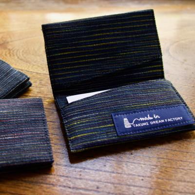 ふるさと納税 見附市 見附織名刺ケース　C/#紺地に黄色絣