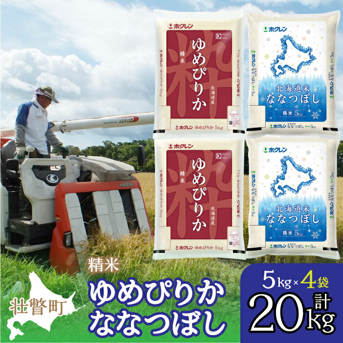 【ふるさと納税】【令和7年産】（精米20kg）食べ比べセット（ゆめぴりか、ななつぼし） 【 ふるさと納税 人気 おすすめ ランキング 北海道産 米 こめ 精米 白米 ご飯 ごはん ゆめぴりか ななつぼし セット 食べ比べ 北海道 壮瞥町 送料無料 】 SBTD135