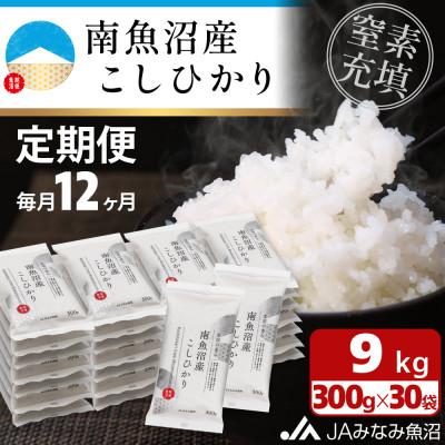 ふるさと納税 南魚沼市 【毎月定期便】＼美味しさ長持ち窒素充填パック/南魚沼産こしひかり 精米 小袋300g×30袋全12回