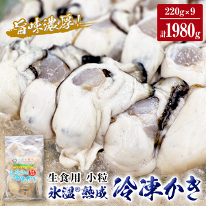 氷温熟成 冷凍 かき ( 生食用 ) 小粒 220ｇ× 9ｐ カキ 冷凍牡蠣 冷凍 生食 国産 北海道 サロマ湖産 生 剥き牡蠣 濃厚 旨味 むき身 まるたか水産