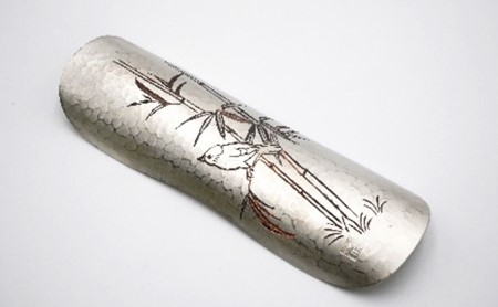 【高岡銅器】銅茶則 竹彫金 民芸品 工芸品 雑貨 キッチン用品 お茶道具 雀 文様 茶葉 香り  FAD-0938