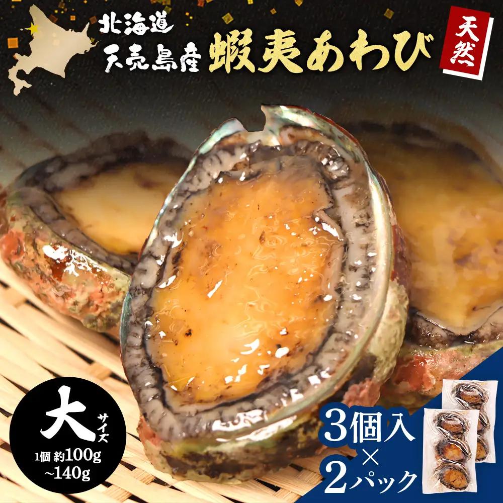 【北海道】天売島産 天然蝦夷あわび 大サイズ 3個入×2パック (1個 約100g～140g)【02163】