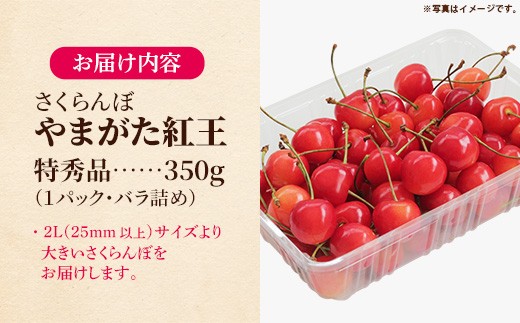 さくらんぼ 紅王 特秀品 350g（バラ詰め）山形県飯豊町産   - さくらんぼ 紅王 2026 山形 2026年発送 サクランボ フルーツ 山形県 飯豊町 田園サービスいいで ※北海道・中国・四国・九州・沖縄　配送不可