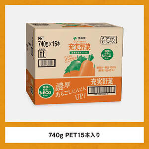 【12ヶ月定期便】伊藤園 充実野菜 緑黄色野菜ミックス（PET） 740g×15本 野菜ジュース 長期保存 備蓄 健康