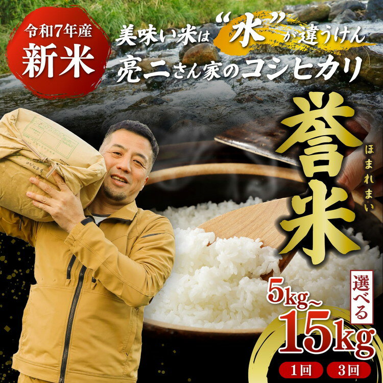 【ふるさと納税】＼選べる内容量／【令和7年産】亮二さん家の誉米（コシヒカリ） 5kg 10kg 15kg 定期便 ｜ ご飯 白米 お米 令和7年産 精米済み 松野町 ※北海道・沖縄・離島への配送不可