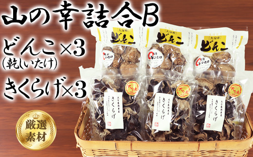 
            山の幸詰合B（乾し椎茸どんこ５０g×３袋、黒きくらげ４０g×３袋）＜106-008_6＞
          