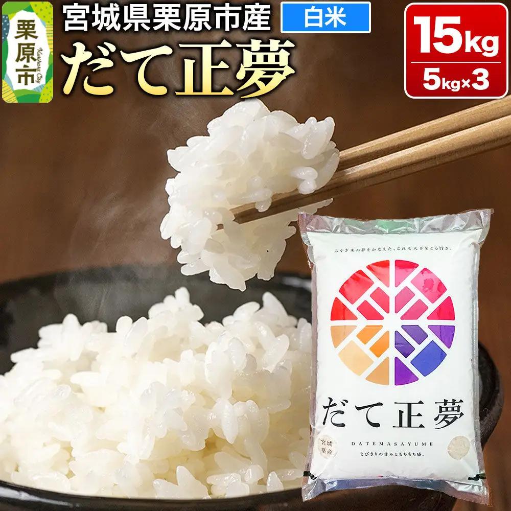 【令和7年産・白米】宮城県栗原市産 だて正夢 15kg (5kg×3袋)
