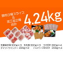 【ふるさと納税】OC-4 N45F お肉大好き！豚肉3種スライス3kg＆加工品2種1.24kg【合計4.24kg】 調理用 ソーセージ ハンバーグ しょうが焼き