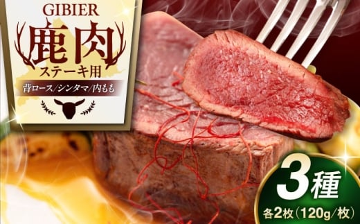 鹿肉 ステーキ 3種セット ( 背ロース・シンタマ・内もも 各2枚 )《喜茂別町》【EBIJIN】 ジビエ 鹿 モモ セット 詰め合わせ ステーキ 赤身 冷凍配送 北海道 [AJAO005] 4400
