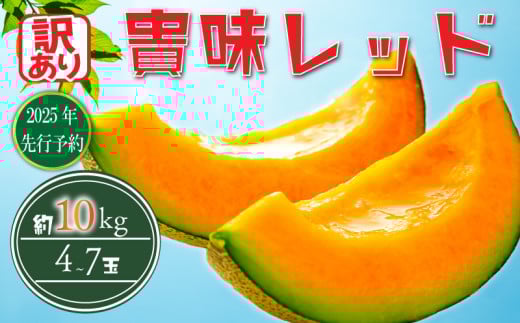 【 訳あり 】【2026年 先行予約 】 貴味レッド 約10kg 以上 ( 2 ～ 6L ) ( 約 4 ～ 7玉 ) めろん meron 貴味 メロン 甘いメロン デザート ジューシ 美味しい おいしい 糖度 甘い あまい おすすめ 高級 人気 旬 果物 くだもの フルーツ 贈り物 ギフト プレゼント 千葉県 旭市 たかの果樹園 tke005