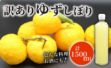 訳あり ゆずしぼり 100% 300ml×5本 ゆず