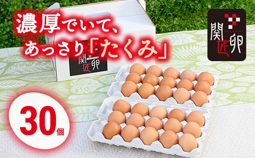 
関匠卵 たくみ30個 ふるさと納税 たまご　※北海道・沖縄・離島への配送不可 | 卵 30個 赤玉 玉子 たまご タマゴ 生卵 鶏卵 生みたて 産みたて 新鮮 濃厚 健康 TKG たまごかけごはん ご飯のお供 国産 ギフト 贈答 贈り物 お中元 お歳暮 プレゼント 茨城県 古河市 直送 農家直送 産地直送 _CP02
