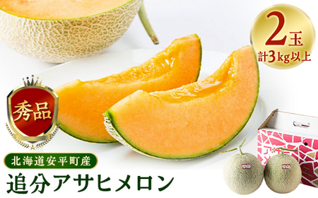 追分アサヒメロン〔秀品〕2玉(5玉サイズ)【JAとまこまい広域取扱 安平町特産品】_果物・フルーツ メロン  めろん_【1395534】