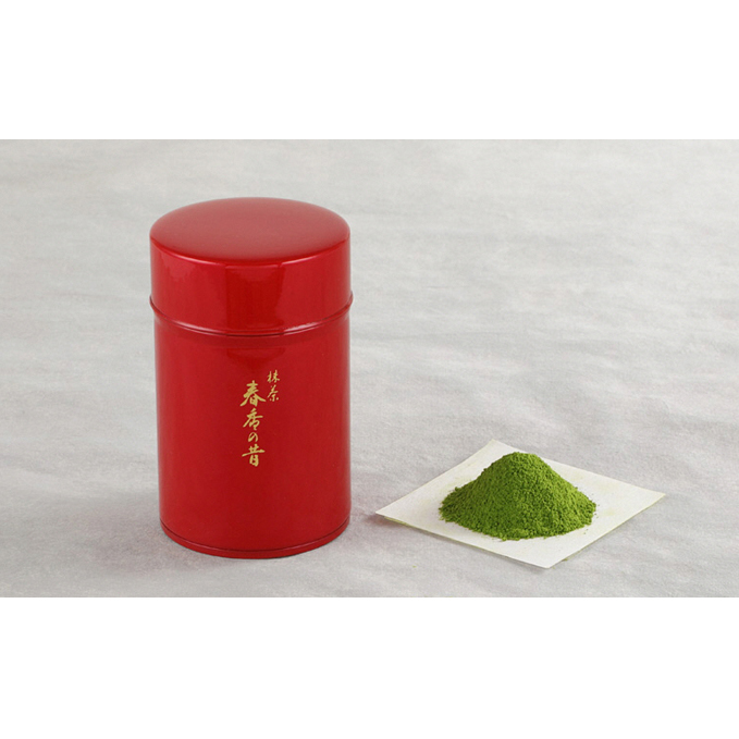 宇治抹茶　春香の昔(100g缶入)〈宇治抹茶 抹茶 お抹茶 茶 宇治 お茶 粉末 茶道 料理 お菓子作り 石臼挽き 飲料 加工食品 缶 抹茶缶〉