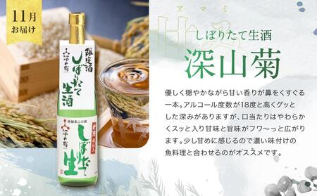 【先行予約】【定期便】 秋限定「ひやおろし」と冬限定「しぼりたて生酒」の3か月間飲み比べ （720ml×6種） | しぼりたて 新酒 純米吟醸 生酒 原酒 濁原酒 無濾過 深山菊 地酒 飲み比べ 飛騨
