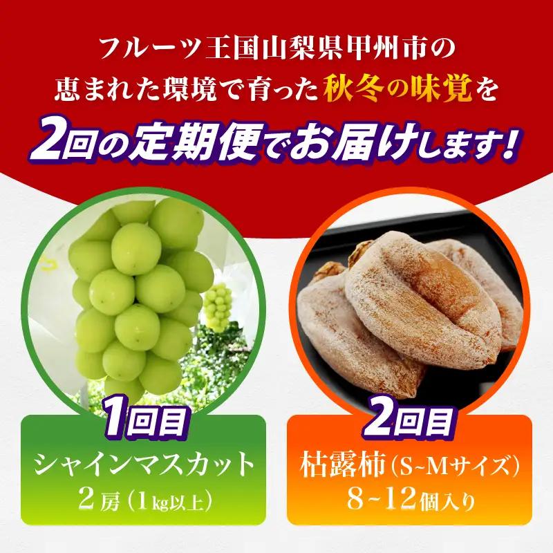 【定期便】甲州の名産品が詰まった厳選フルーツ2回定期便 シャインマスカット・枯露柿【2026年度発送】（IS）C6-460 シャインマスカット フルーツ