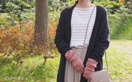 アームウォーマー カシミヤ 100% フリーサイズ ( ピンクベージュ ) レディース 日本製 | ロング アームカバー ニット 冬 秋冬 暖かい 新潟県 五泉市 高橋ニット株式会社