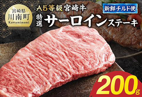  【A5等級】【新鮮チルド便】宮崎牛特選サーロインステーキ　200g【 肉 宮崎 ステーキ 牛肉 おかず A5 】 [B13204] 200g