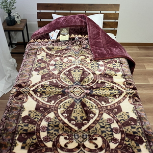 カシミヤ・ウール混わた入り 新合繊アクリル マイヤー毛布 シングル 1枚 ワイン N-CAK-153