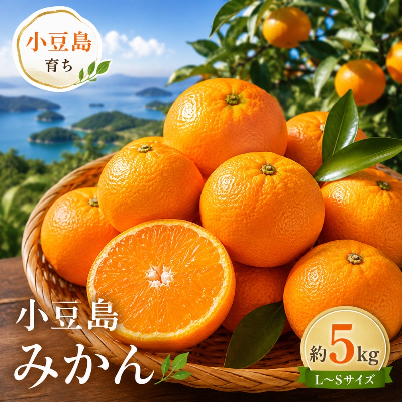 みかん 小豆島 瀬戸内 約5kg L～Sサイズ 約40～60個 小豆島みかん 島みかん 潮風 コク 酸味 薄皮 ビタミンC ビタミン 柑橘 柑橘類 蜜柑 ミカン 果物 フルーツ くだもの 果実 デザート ジュース ギフト 贈答用 五色青果 香川 土庄 香川県 土庄町