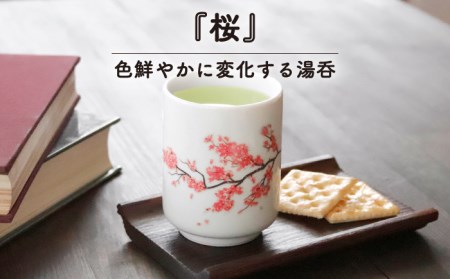 【美濃焼】 温度で変化する 湯呑 (4個) 『桜 ・ 紅葉 ・ 北斎 ・ 富士山』 【丸モ高木陶器】 [TBA118]