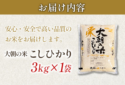 白米 精米 コシヒカリ 大朝の米こしひかり 栄ファーム 3kg