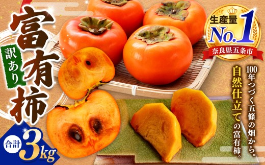 〈訳あり〉 富有柿 約 3kg (Mサイズ以上混載）  |  先行予約 大人気 人気 富有 柿 かき フルーツ 果物 奈良県 五條市 萩本農園 ギフト おすすめ 11月 発送 カキ 秋の味覚 旬 甘い 大容量 農家直送 産地直送 グルメ お取り寄せ 送料無料  食物繊維 豊富 美容 健康 | 奈良県 五條市