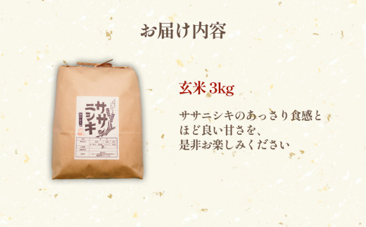 特別栽培米 ササニシキ 玄米 3kg