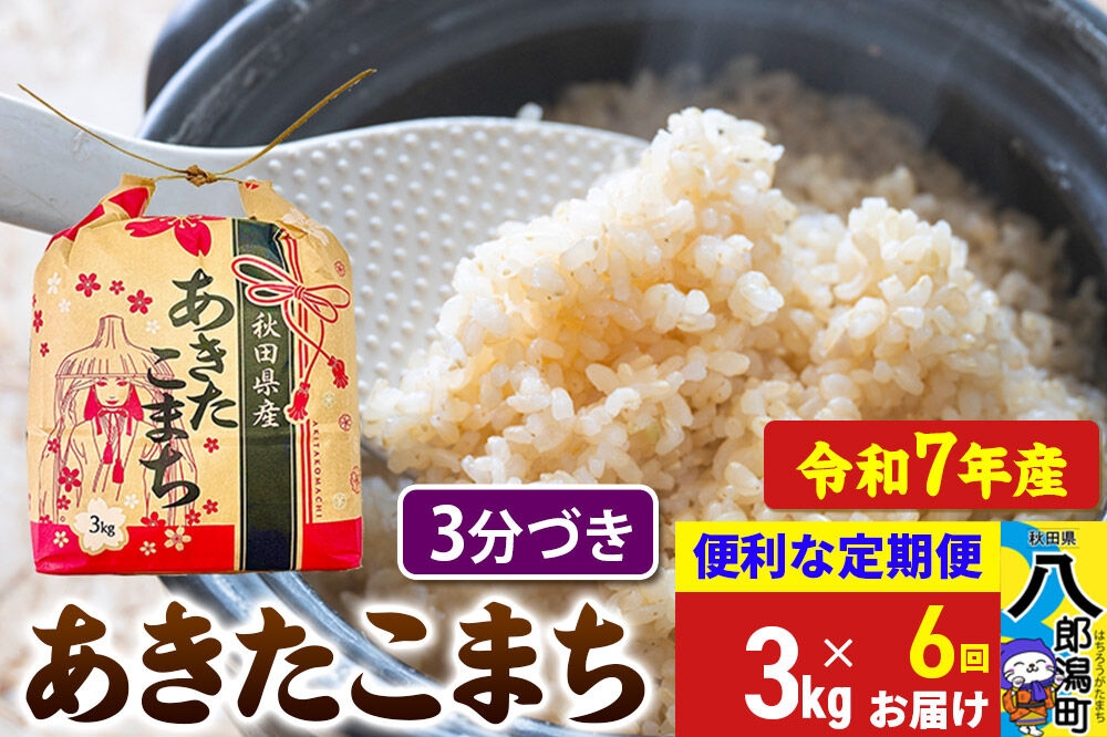 
                  《定期便6ヶ月》 あきたこまち 3kg×1袋【3分づき】令和7年産 秋田県産 こまちライン [こまちライン あきたこまち ブランド米 お米 3分づき 精米 米どころ 秋田 秋田県産]
                