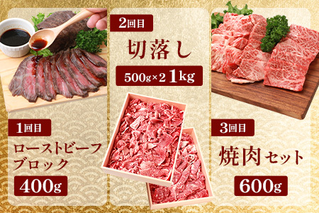 【定期便5回】総重量3.5kg！椎葉牛オールスター定期便≪ローストビーフ・切り落とし・焼き肉・スライス・ステーキ≫