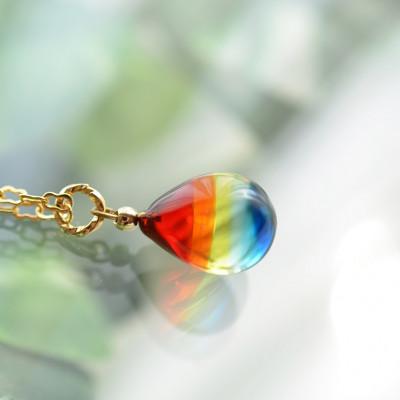 ふるさと納税 長沼町 【Soukore】ガラスアクセサリー・レインボー・ネックレス