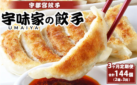 【定期便3ヶ月】宇都宮餃子 宇味家のぎょうざ　(生冷凍)　[20g×24個入り 2箱×3ヶ月]
