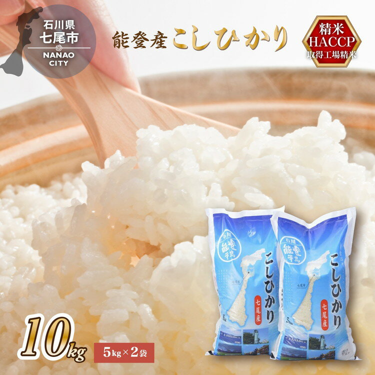 【ふるさと納税】＼1ヵ月以内発送／令和6年産米 七尾産こしひかり10kg(5kg×2)　 ｜お米 R6年産米 すぐ届く ブランド米 銘柄米 精米 白米 健康 コシヒカリ 5kg 5キロ 10kg 10キロ 能登半島地震 復興 復興支援 能登 石川県 七尾市