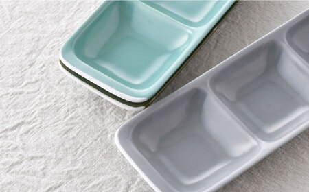 【波佐見焼】3つ盛り皿 3枚セット 青磁・カーキ・グレー マットカラー 仕切り皿【大新窯】[DC171]