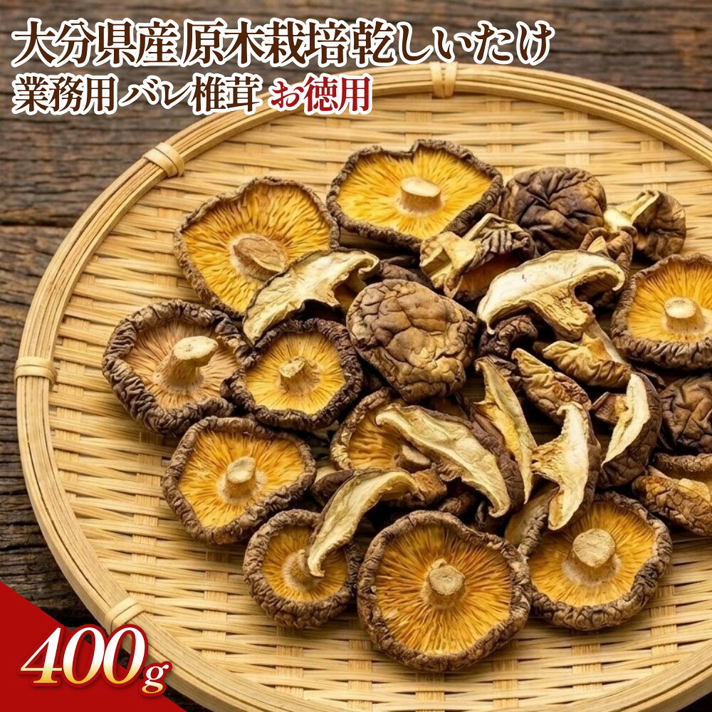 【ふるさと納税】大分県産 原木栽培 乾しいたけ 業務用 バレ椎茸 お徳用 400g