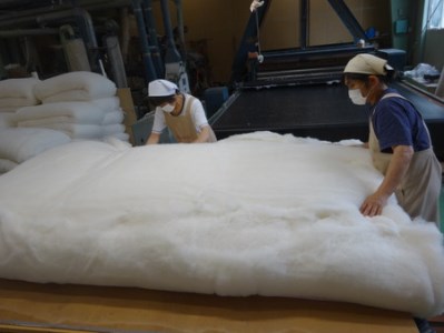 極上純綿　もめん布団　掛敷セット　(みやび柄・青)【CW101SM1】