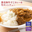 【ふるさと納税】【全6回定期便】 黒毛和牛 牛すじカレー ＆ 牛タンシチュー 毎月3食 長与町/炭火焼肉あおい [EBW008] 和牛カレー タンシチュー 常温