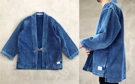 【大サイズ】BLUE SAKURA 刺し子 着物ジャケット（長袖）DNTSW03LID 着物 ジャケット モダンジャケット 上着 服  ファッション  岡山県 倉敷市